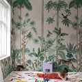 Giraffes Stroll, Pastel Pink Mural Wallpaper - room preview 03
