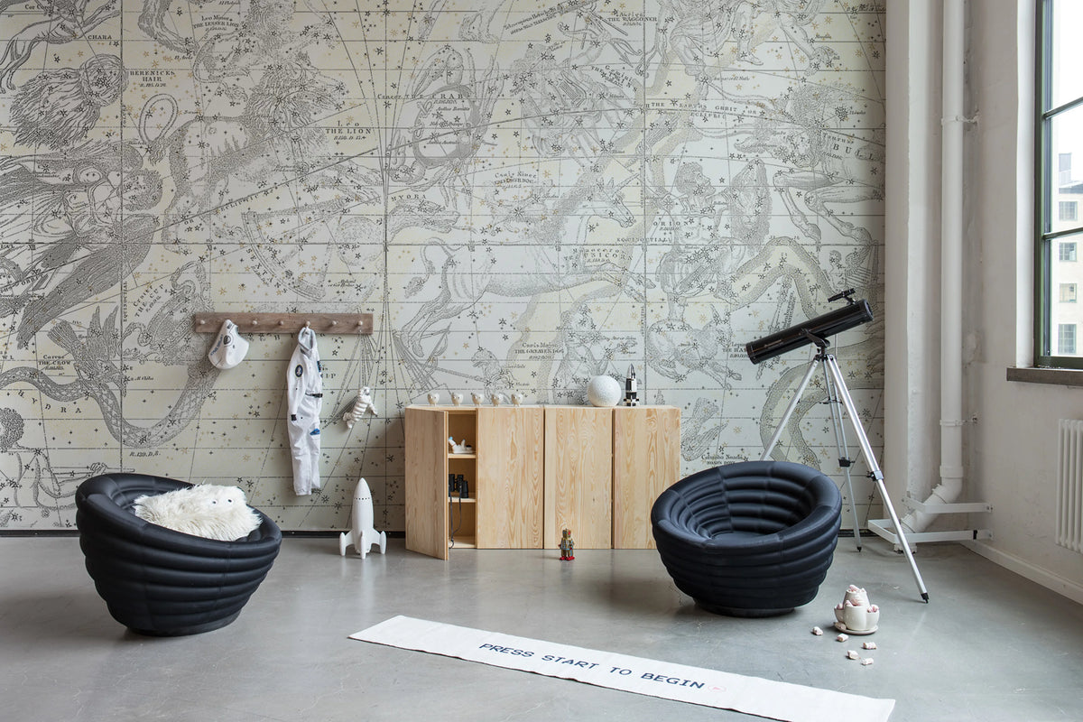 Star Map, White Mural Wallpaper - room preview 03