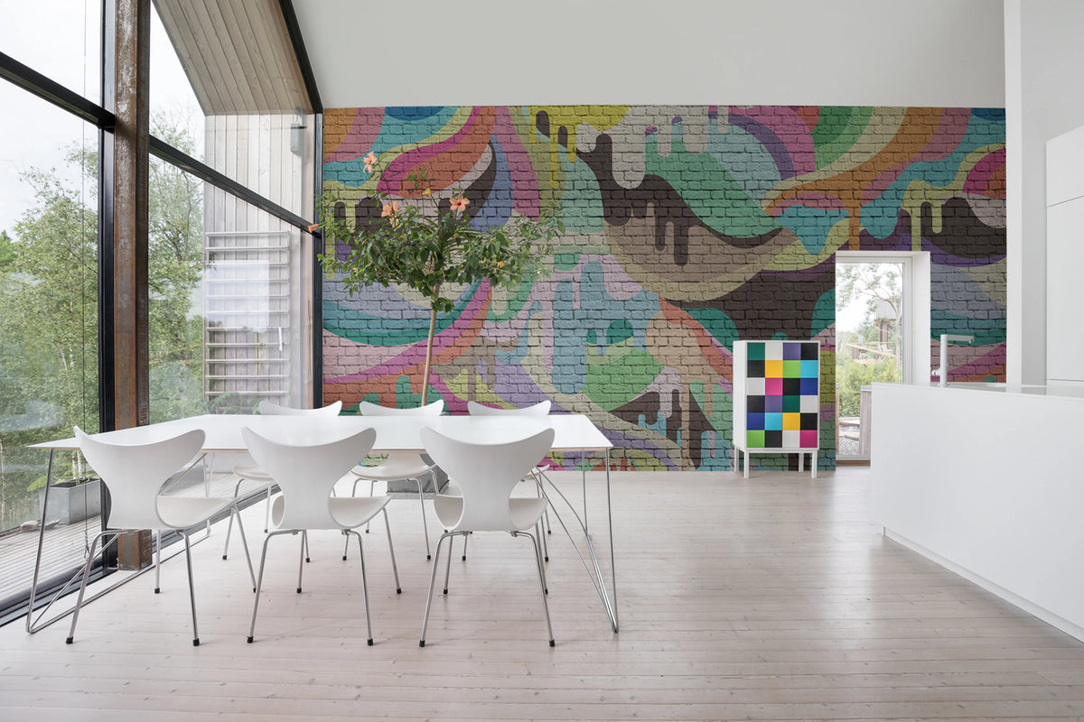 Dripping Rainbow Mural Wallpaper - room preview 03