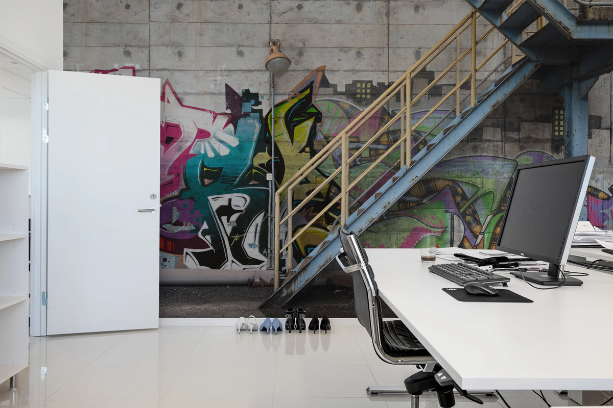 Stairway Graffiti Mural Wallpaper - room preview 03