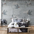 Concrete Art, Swallow Mural Wallpaper - room preview 03