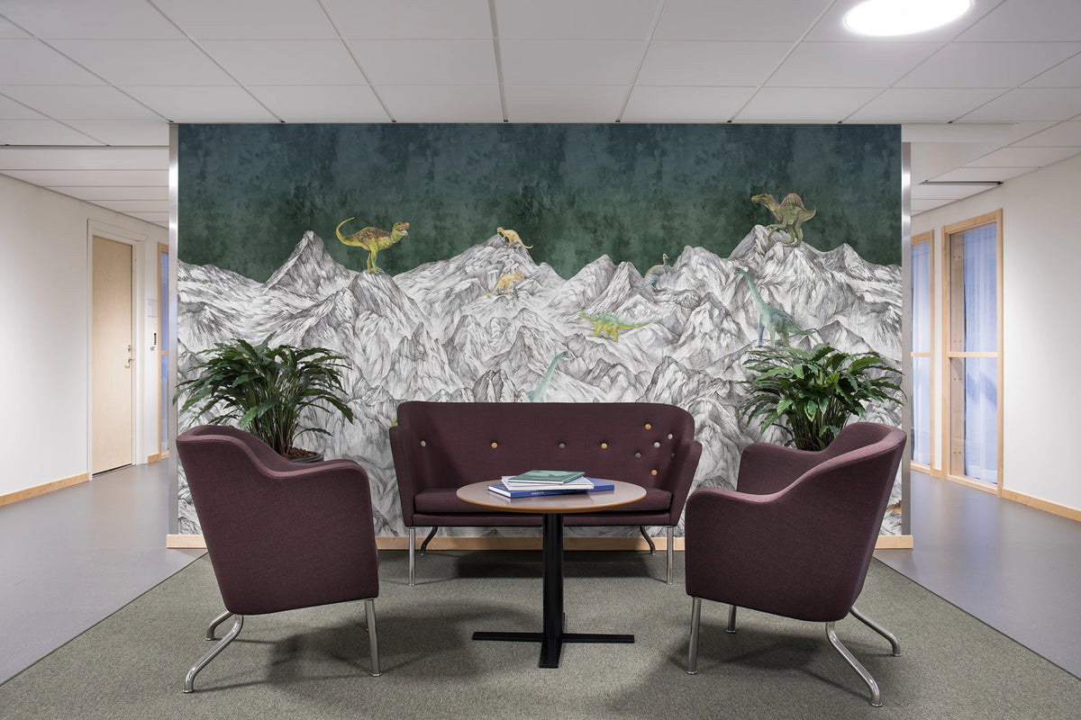 Dinosaur Mountain, Nightfall Mural Wallpaper - room preview 03