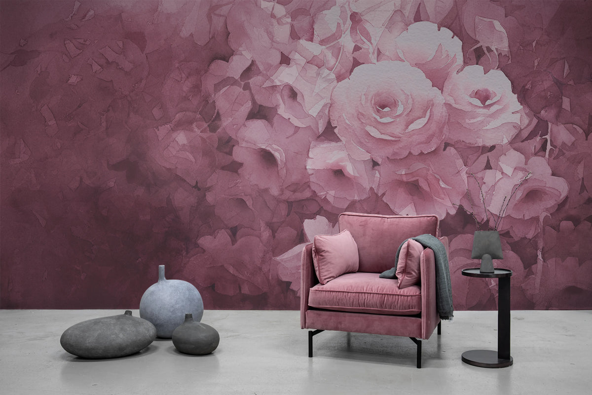 Harmony, Fuchsia Mural Wallpaper - room preview 03
