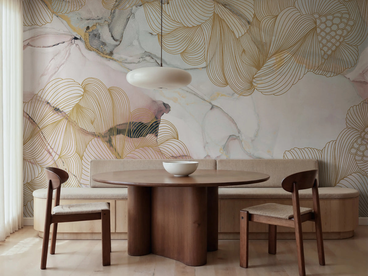 Opulence, Pink Marble Mural Wallpaper - room preview 03
