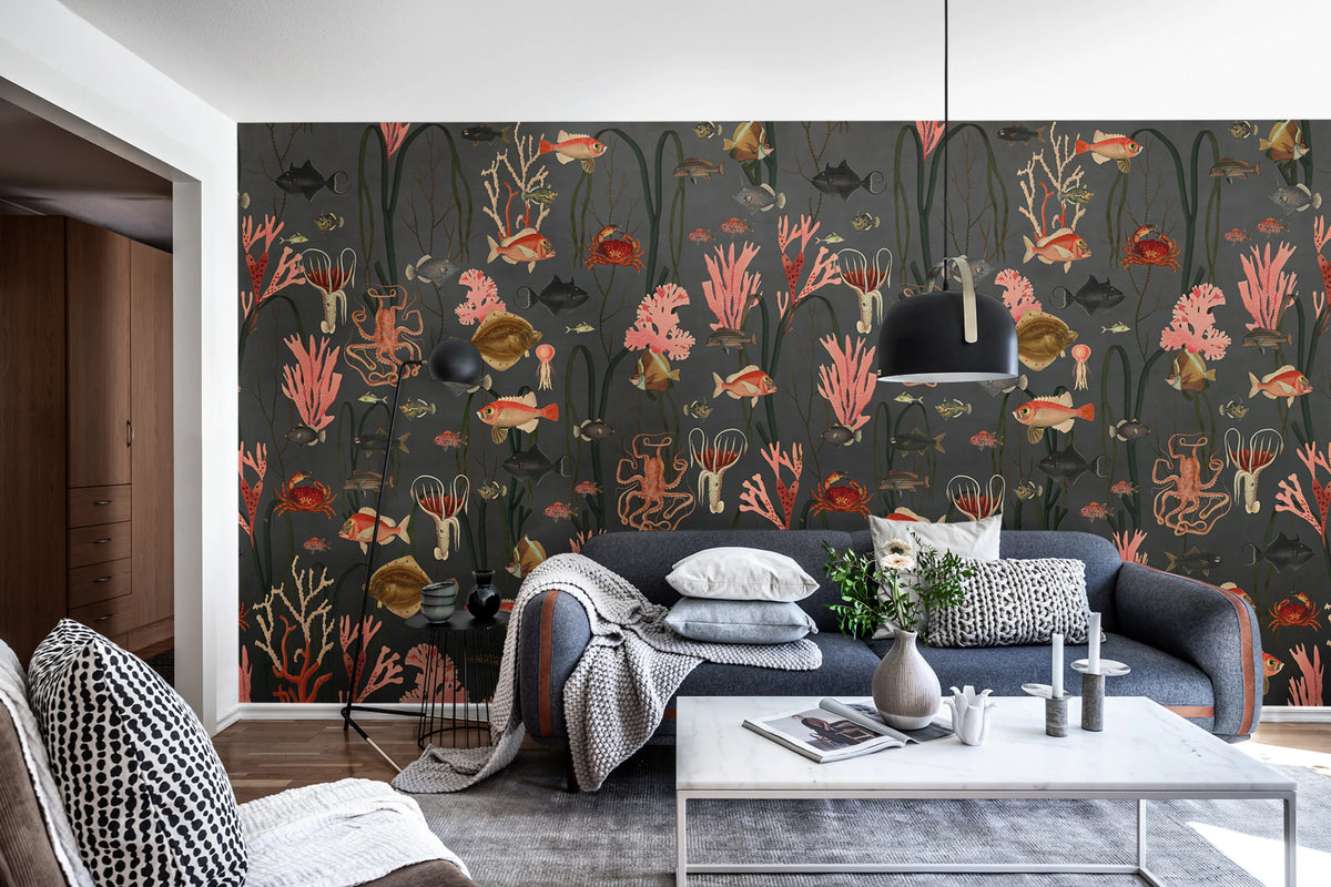 Aquatic Life, Shadows Mural Wallpaper - room preview 03