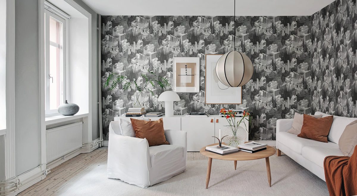 Toledo, Graphite Mural Wallpaper - room preview 03