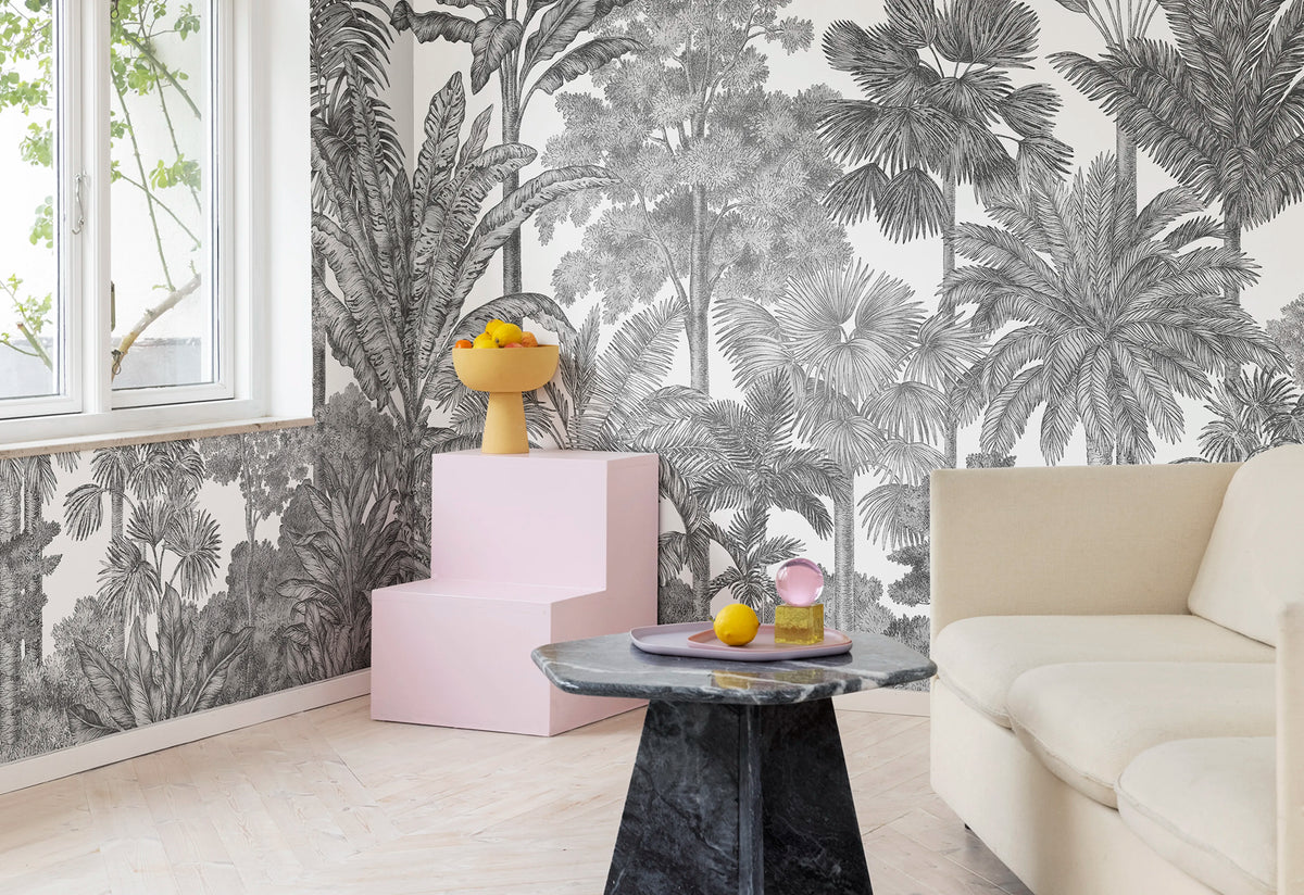 Tropical Bellewood, Graphite Mural Wallpaper - room preview 03