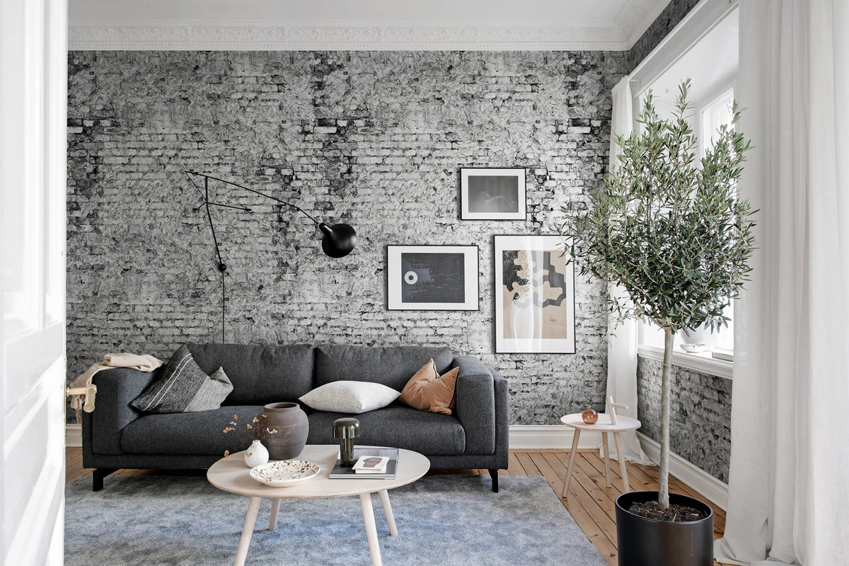 Barcelona, Gray Mural Wallpaper - room preview 03