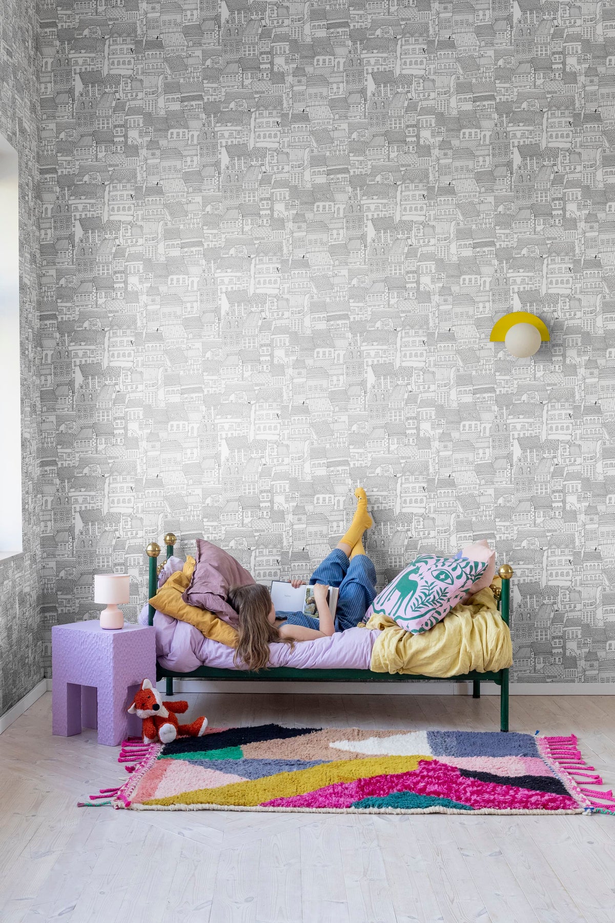 Dream Town, Graphite Mural Wallpaper - room preview 03