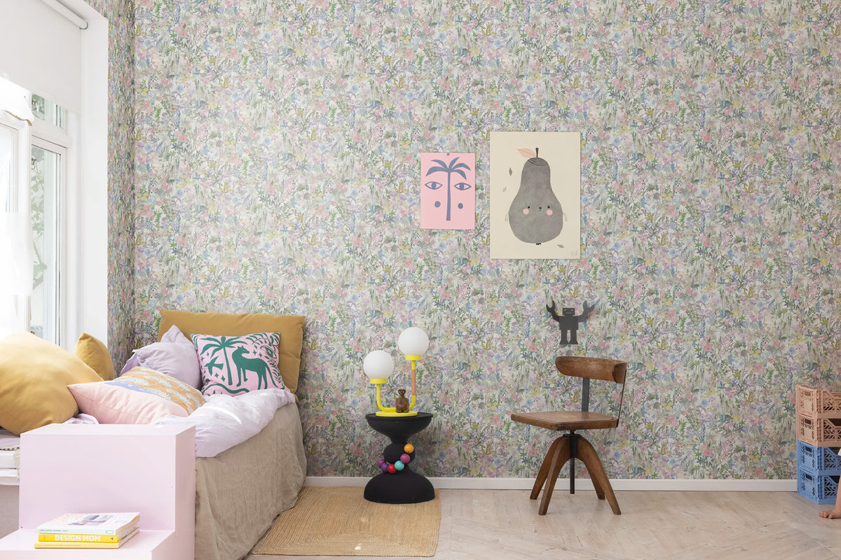 Poppy Meadow, Pastel Mural Wallpaper - room preview 03