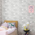 Happy Clouds, Graphite Mural Wallpaper - room preview 03