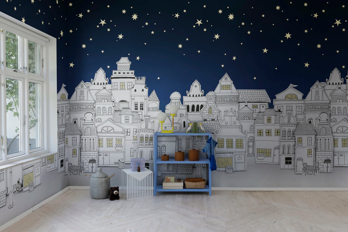 Star Town, Night Mural Wallpaper - room preview 03
