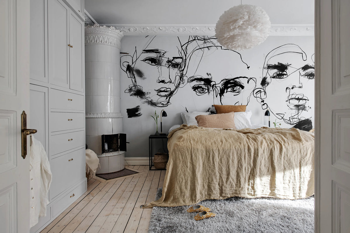 Ottoman Bozetto, Graphite Mural Wallpaper - room preview 03