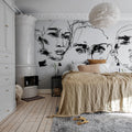 Ottoman Bozetto, Graphite Mural Wallpaper - room preview 03