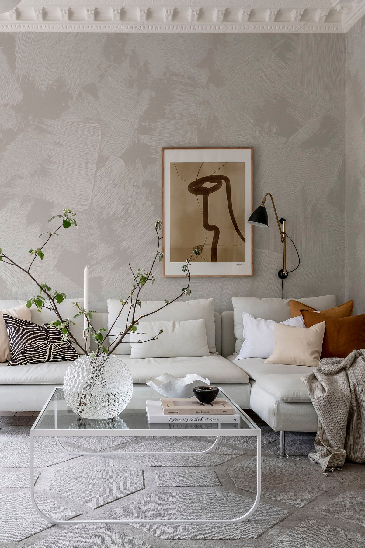 Brush, Greige Mural Wallpaper - room preview 03