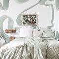 Waves, Green Mural Wallpaper - room preview 03