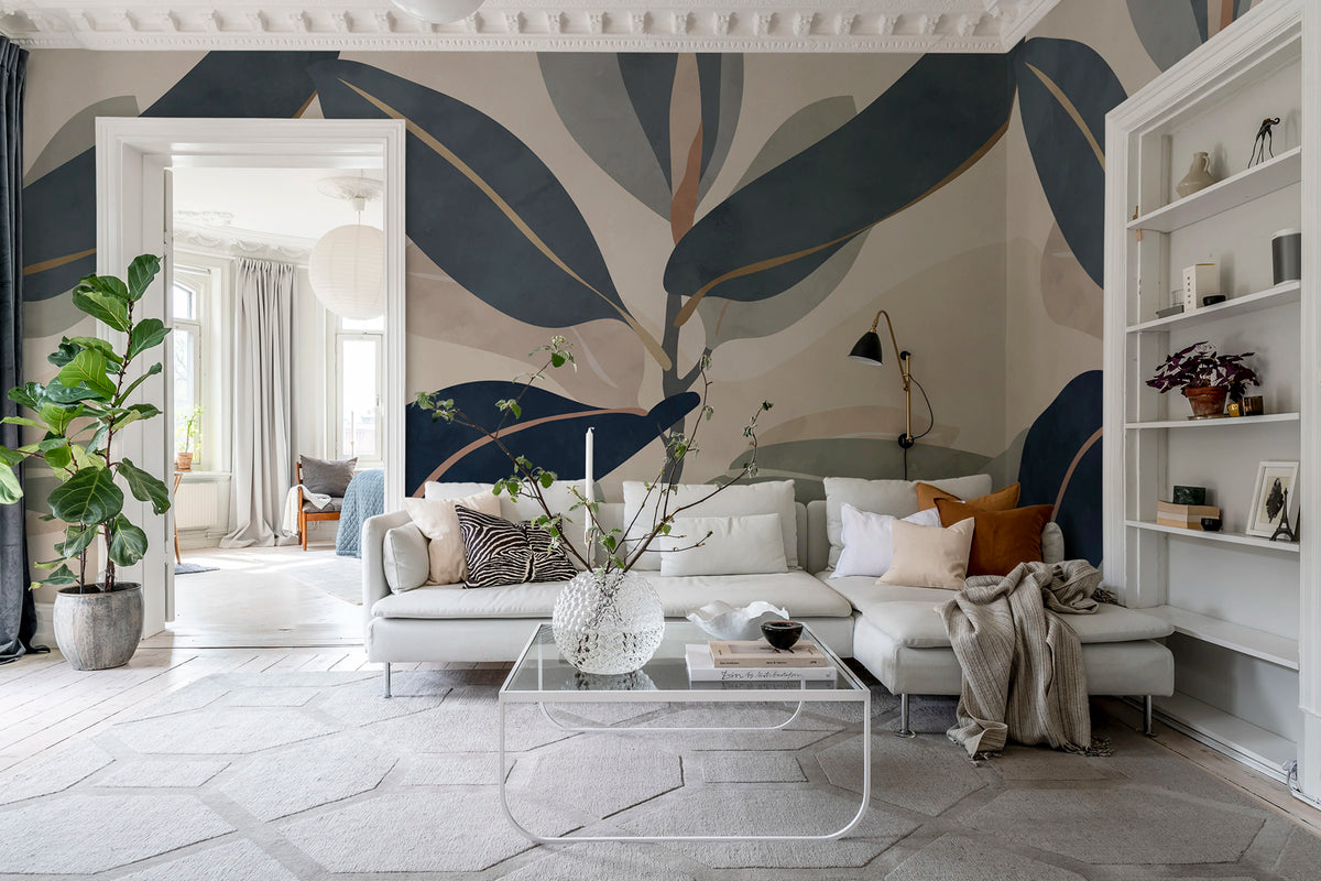 Ruby, Blue Mural Wallpaper - room preview 03