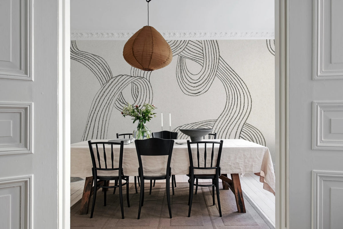 Stripes, Graphite Mural Wallpaper - room preview 03