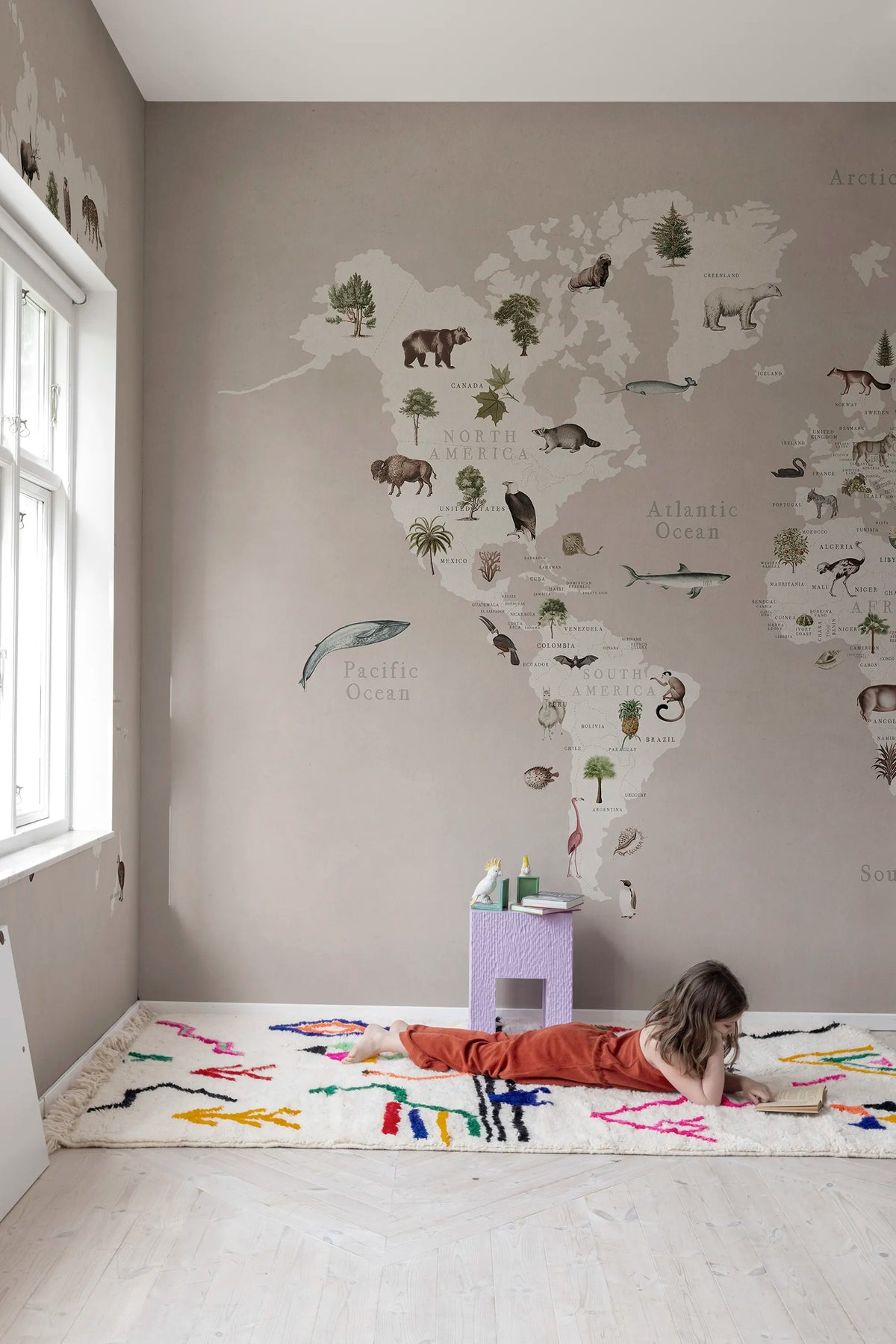 Animal World, Pastel Pink Mural Wallpaper - room preview 03