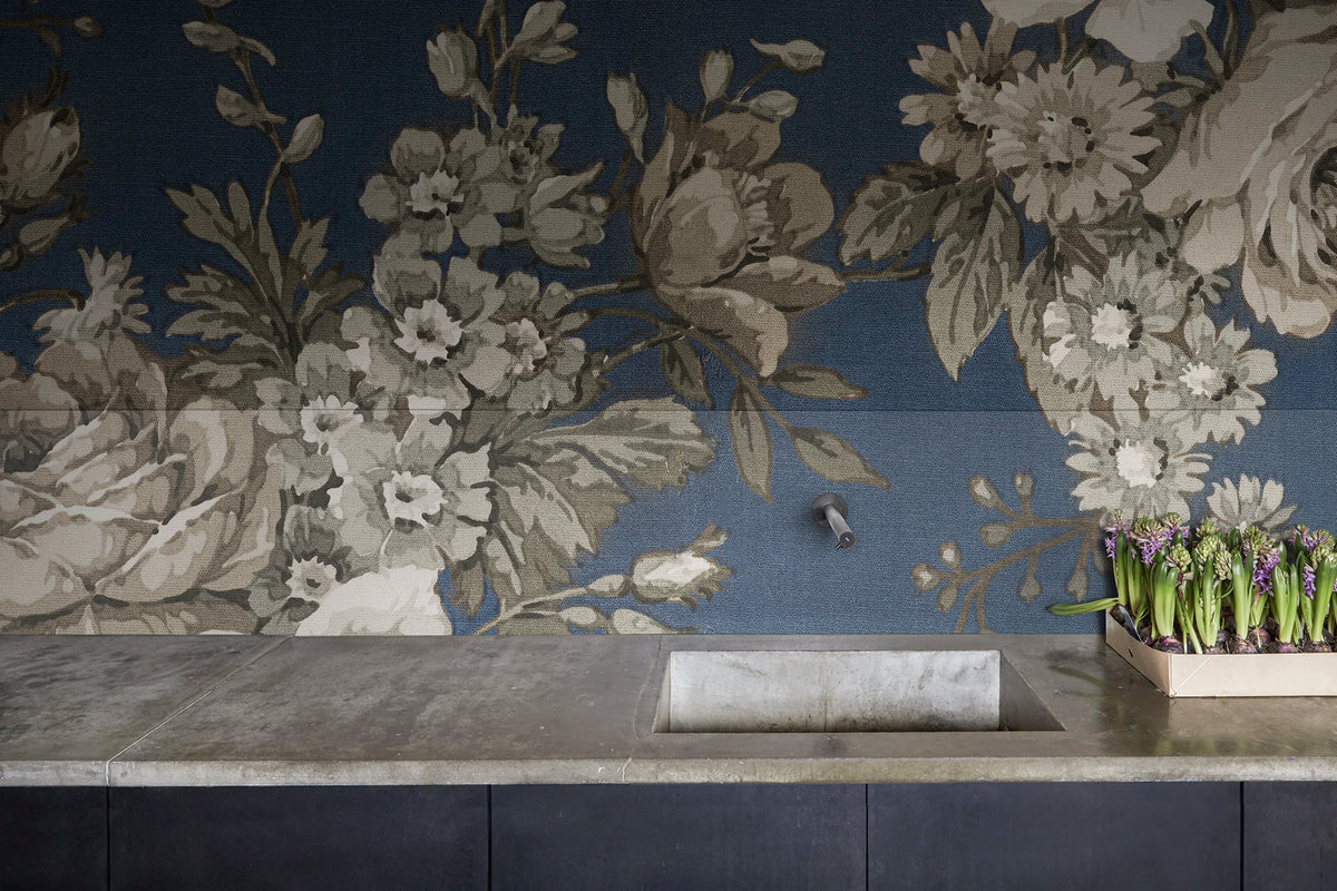 Efraim, Dark Blue Mural Wallpaper - room preview 03