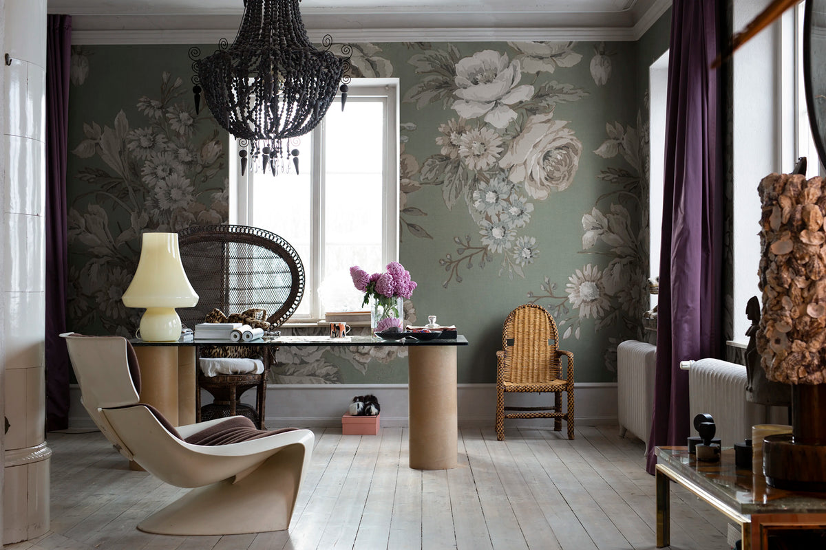 Efraim, Soft Green Mural Wallpaper - room preview 03