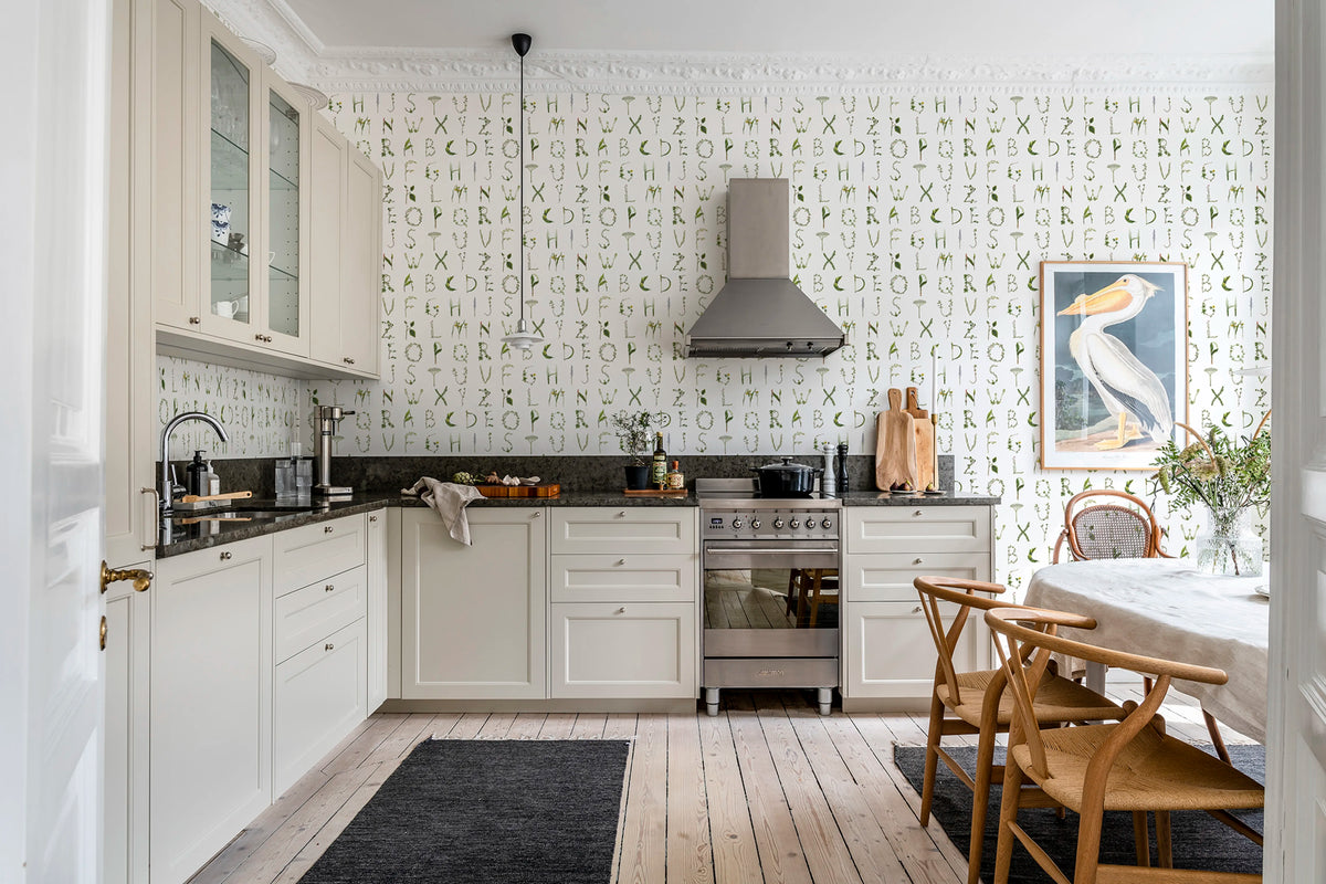 Floral Alphabet Mini English Mural Wallpaper - room preview 03