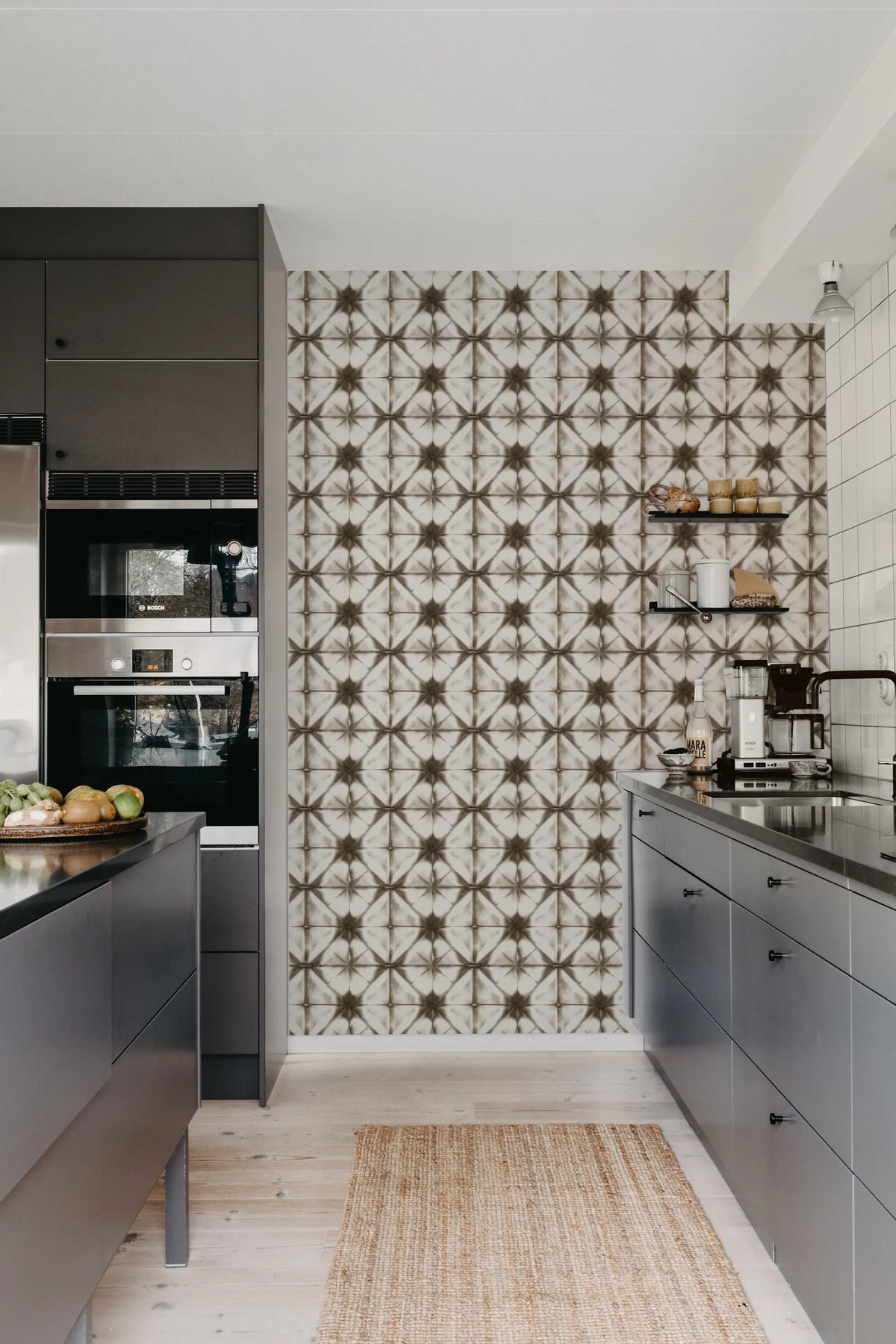 Tie Dye Kaleidoscope, Brown Mural Wallpaper - room preview 03