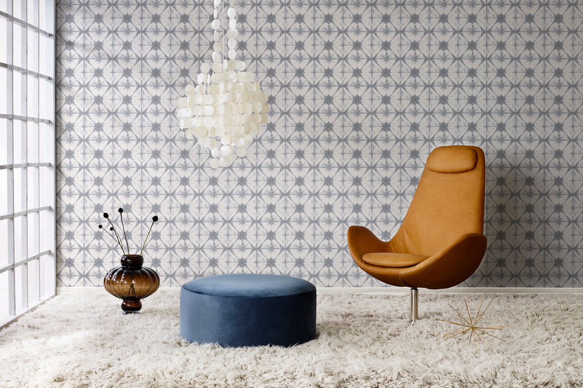 Tie Dye Kaleidoscope, Gray Mural Wallpaper - room preview 03