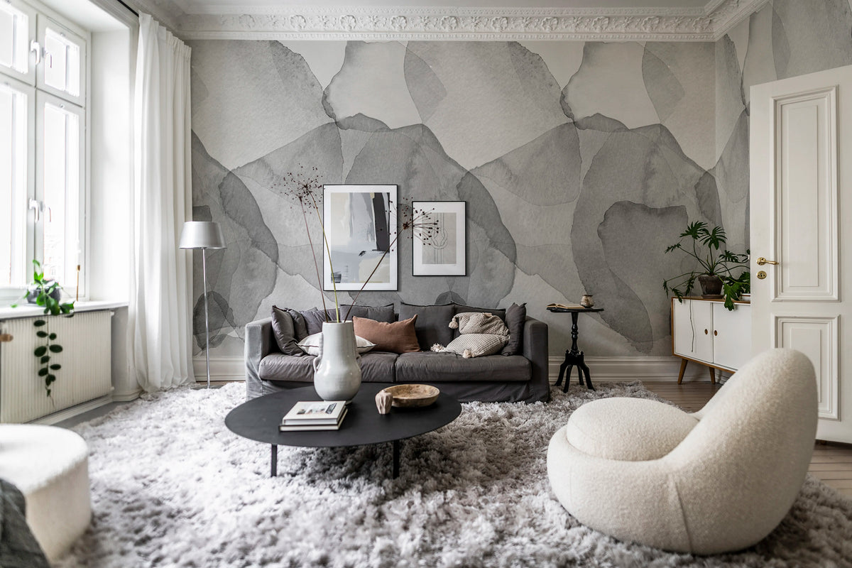 Petals, Graphite Mural Wallpaper - room preview 03