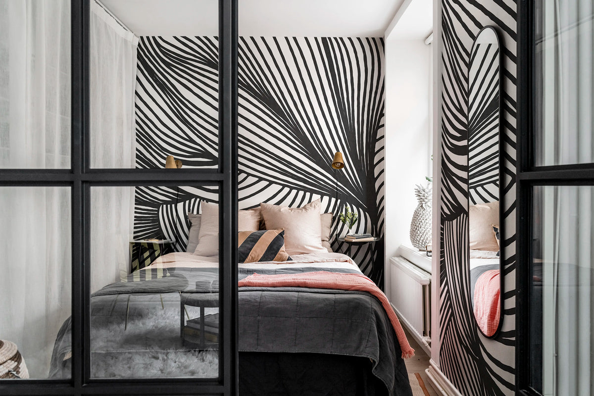 Opulence Lines, Graphite Mural Wallpaper - room preview 03