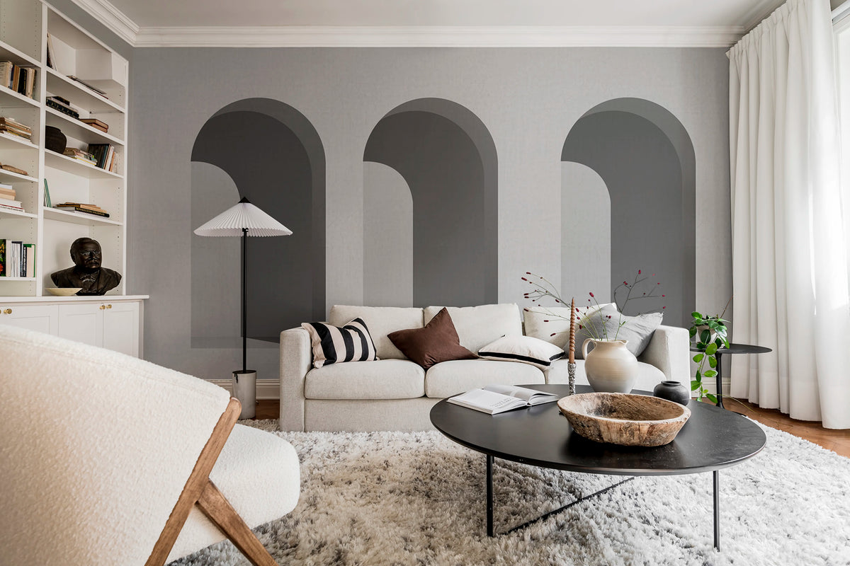 Arch, Gray Mural Wallpaper - room preview 03