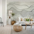 3D Wave, White Mural Wallpaper - room preview 03