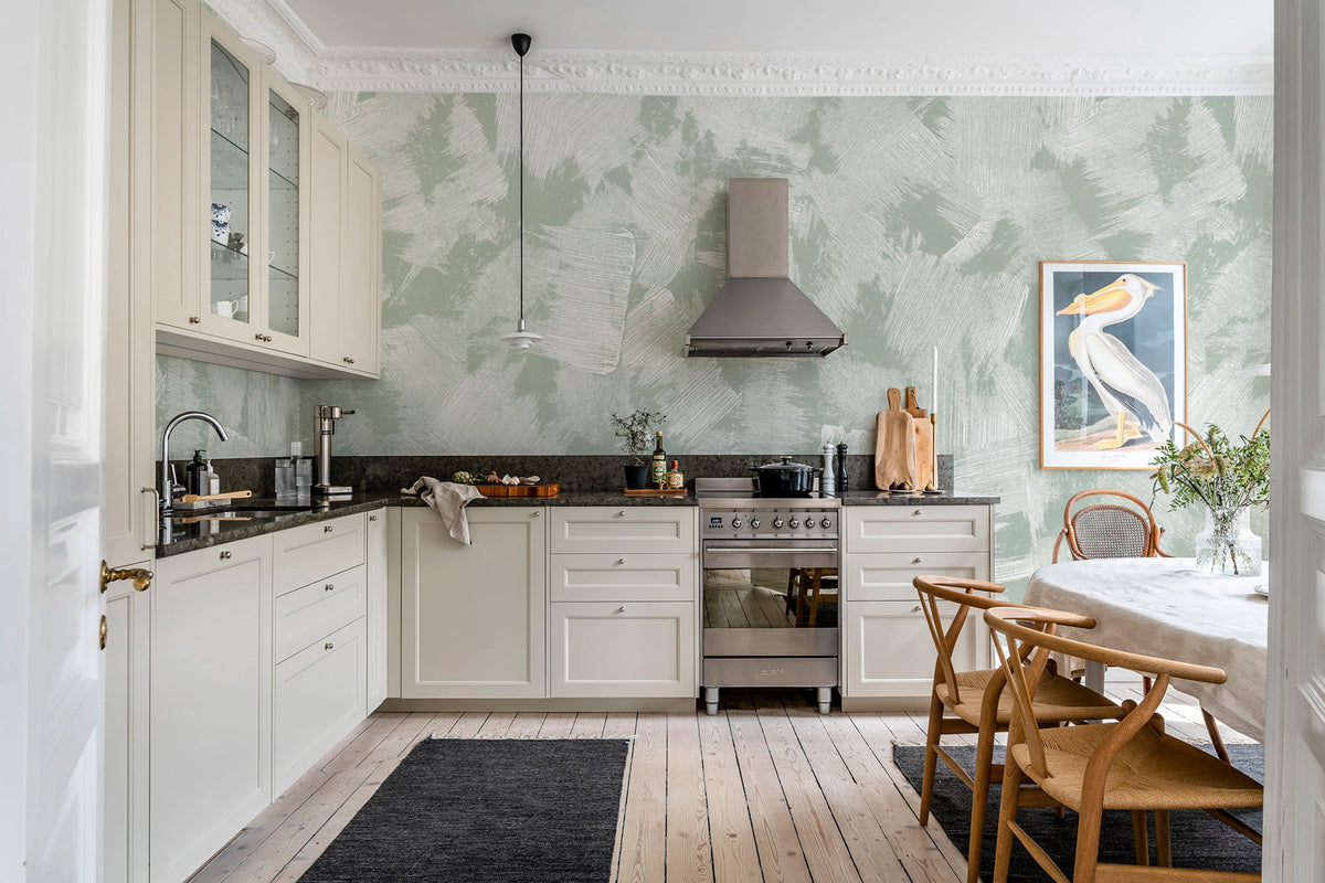 Brush, Green Mural Wallpaper - room preview 03