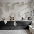 Waves, Beige Mural Wallpaper - room preview 03