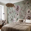 Spring Flower, Green Mural Wallpaper - room preview 03