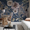 Spring Flower, Dark Blue Mural Wallpaper - room preview 03