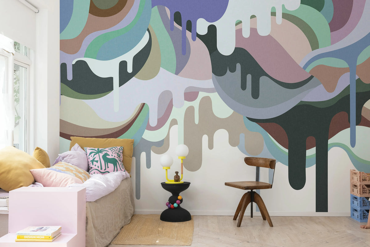 Dripping Ice Cream Retro Mural Wallpaper - room preview 03
