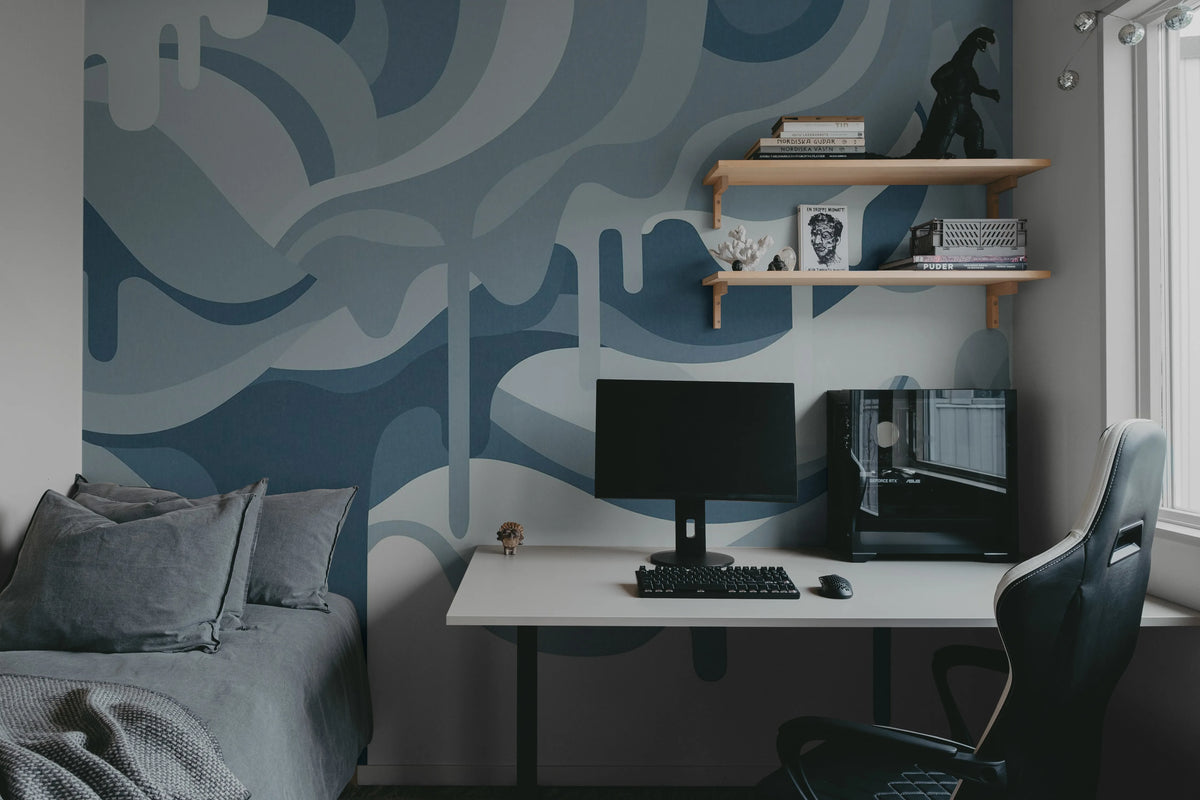 Dripping Ice Cream Blue Mural Wallpaper - room preview 03