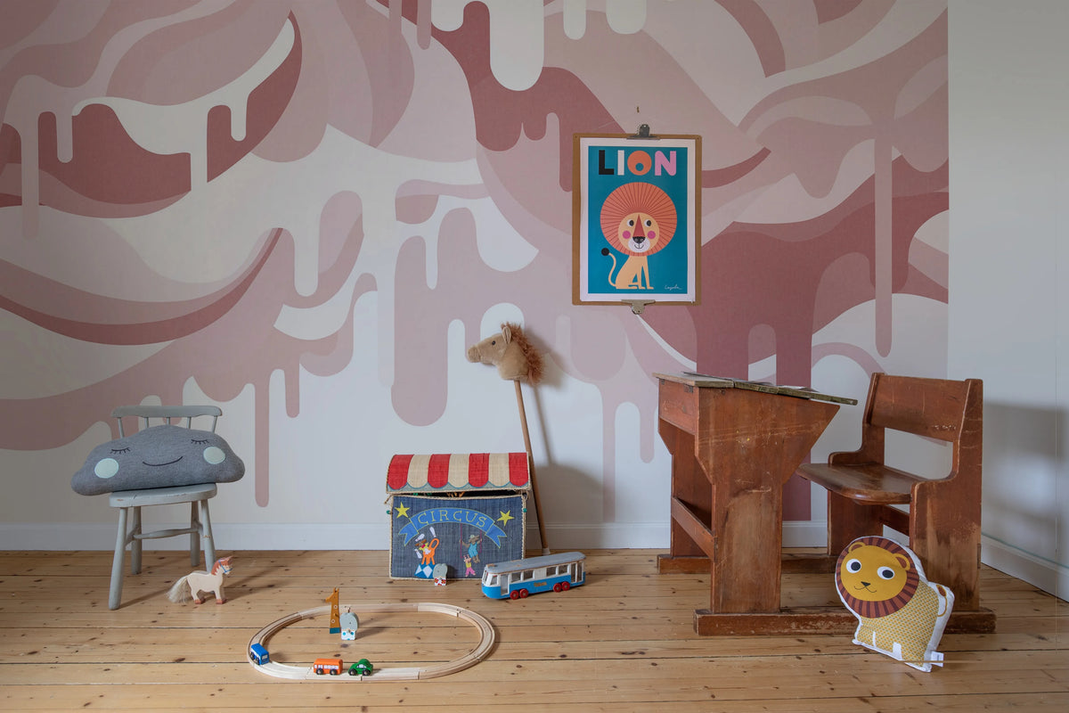 Dripping Ice Cream Pink Mural Wallpaper - room preview 03