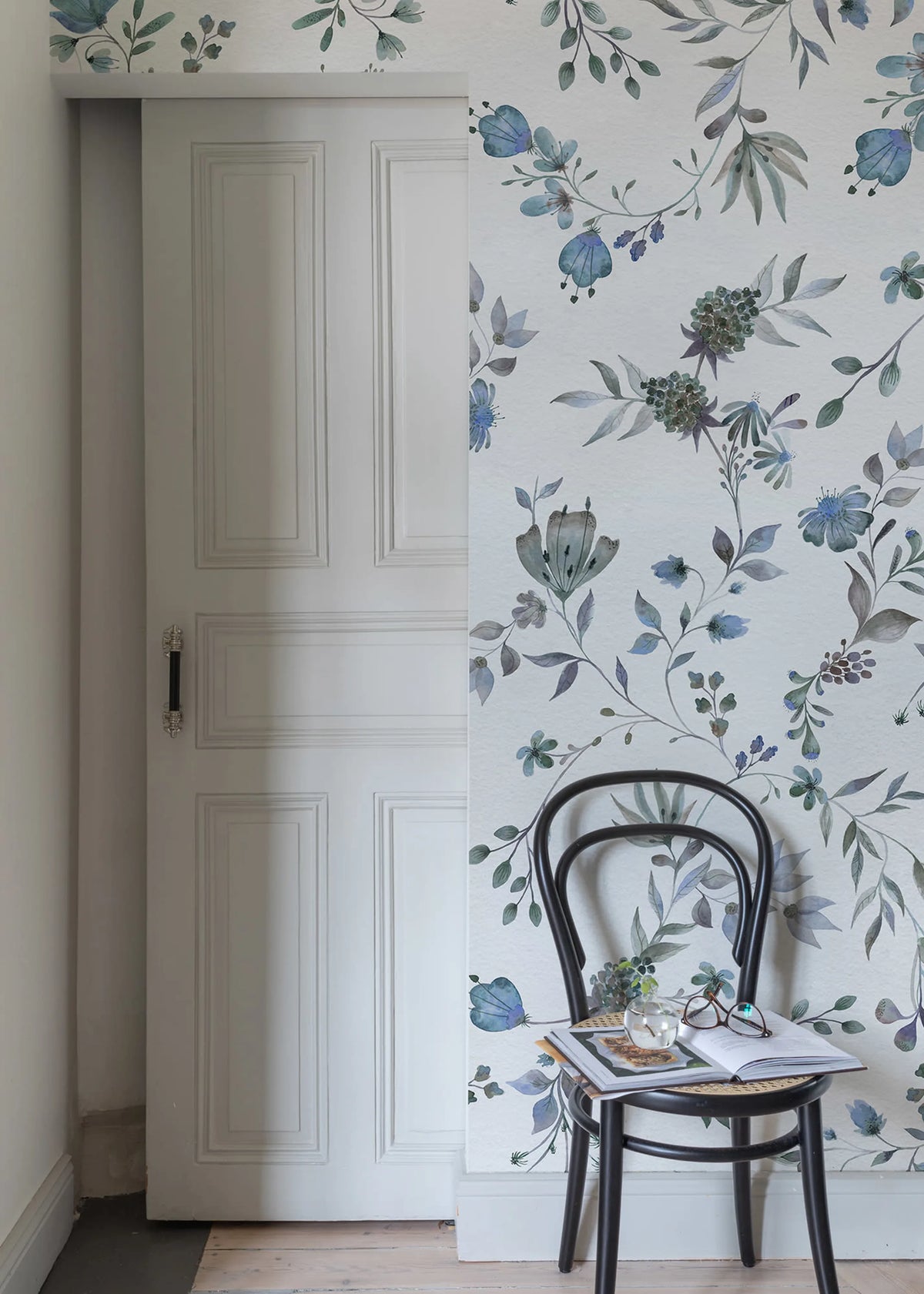 Blossom Fling, Blue Mural Wallpaper - room preview 03