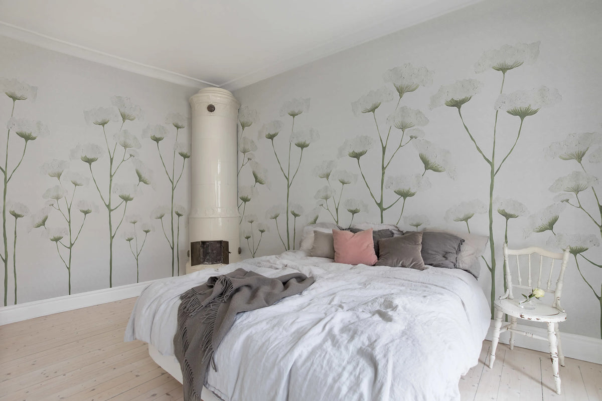 Dara, White Mural Wallpaper - room preview 03