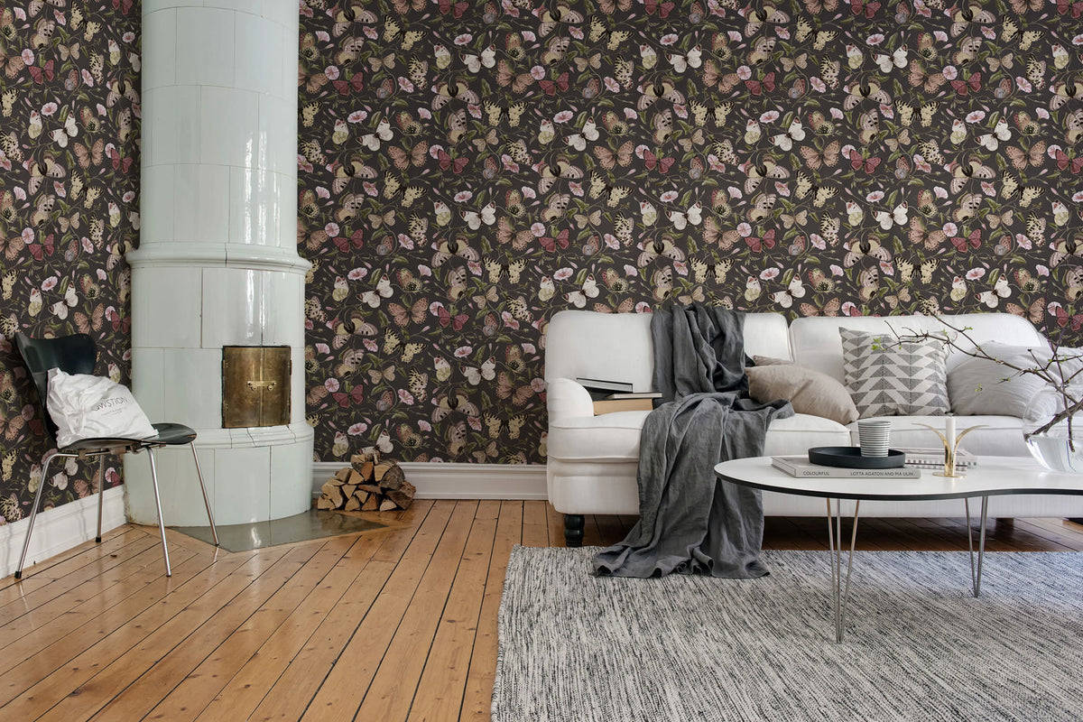 Butterflies, Midnight Mural Wallpaper - room preview 03