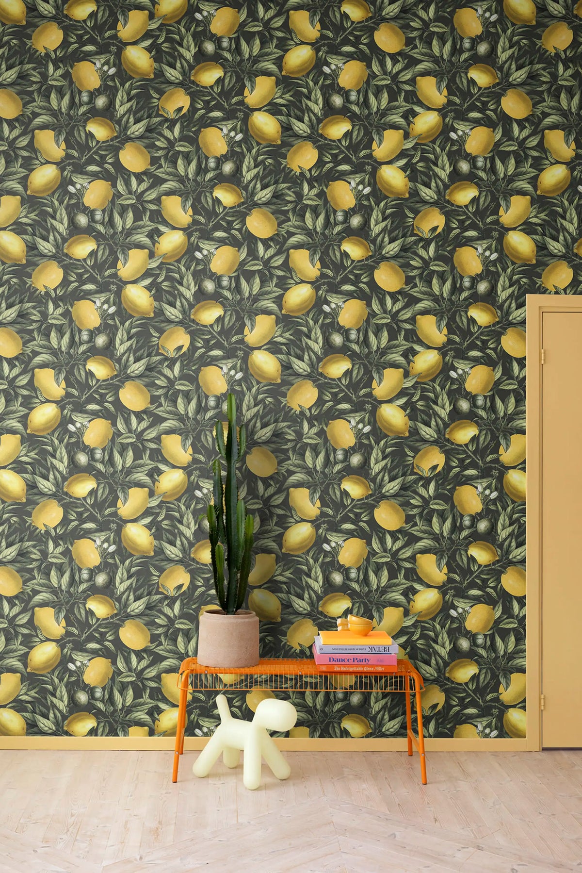 Lemon Tree, Dark Green Mural Wallpaper - room preview 03