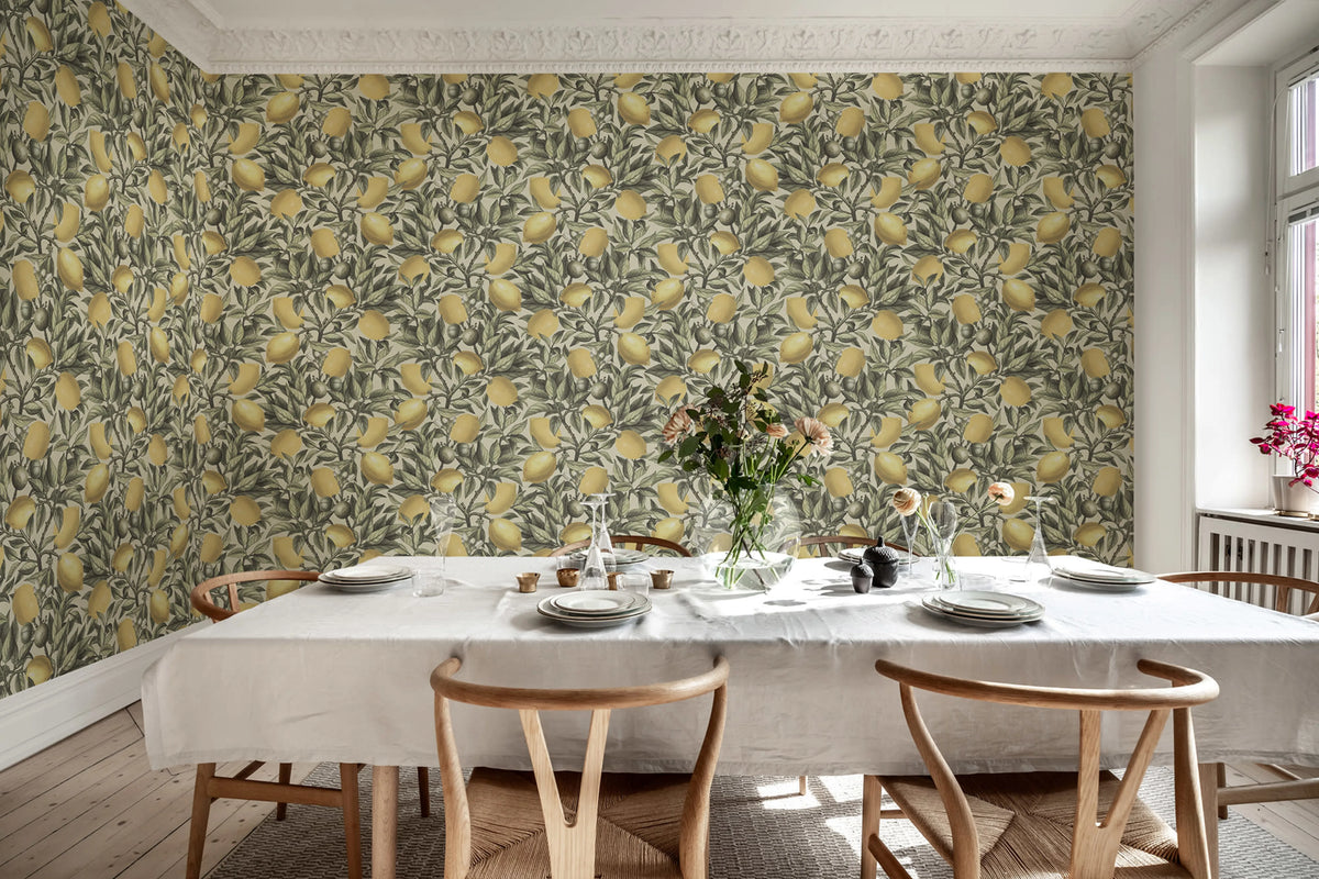 Lemon Tree, Light Green Mural Wallpaper - room preview 03