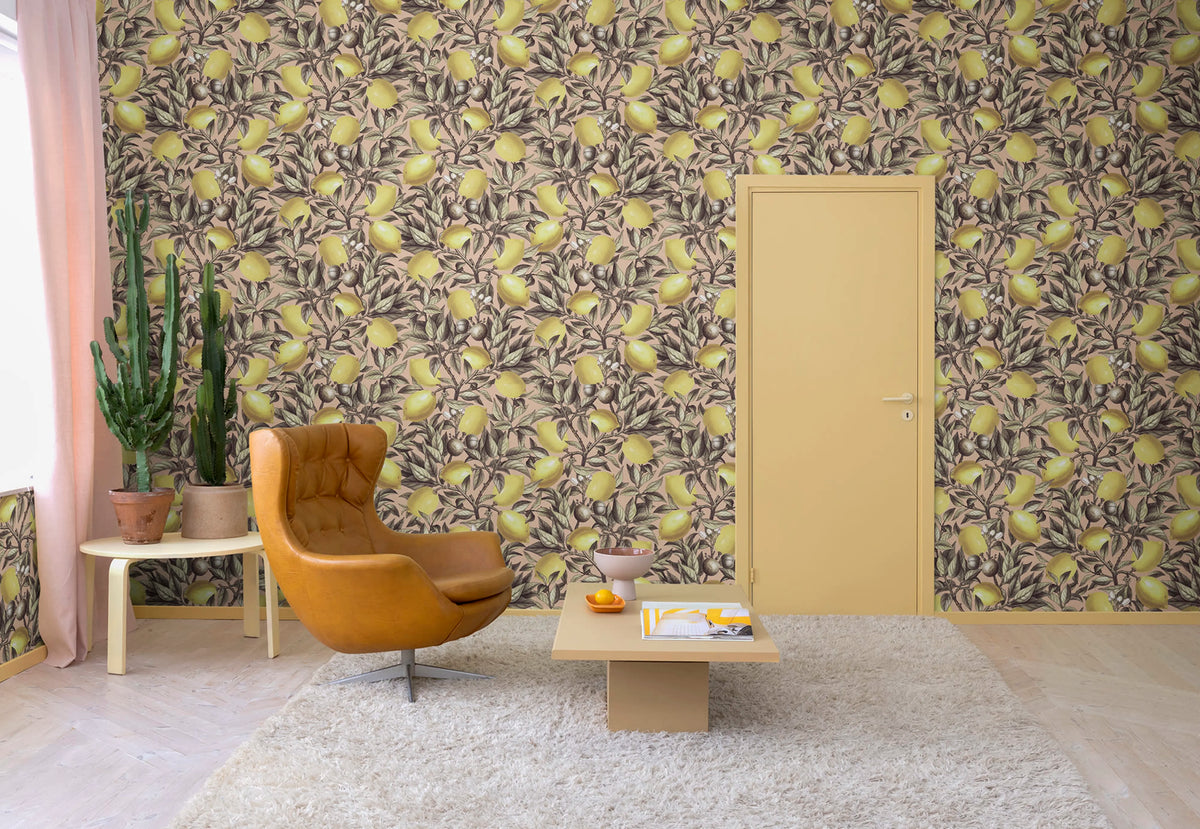Lemon Tree, Pink Mural Wallpaper - room preview 03