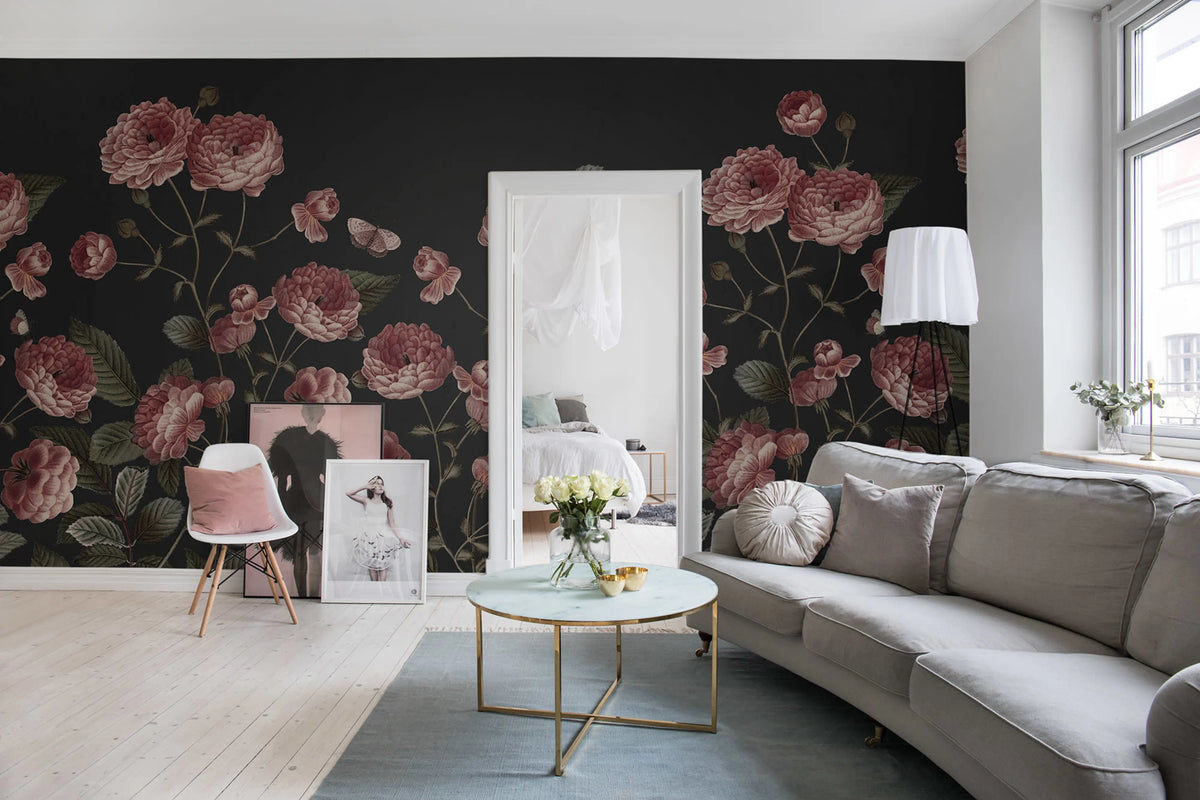 Sweet Buttercups, Midnight Mural Wallpaper - room preview 03