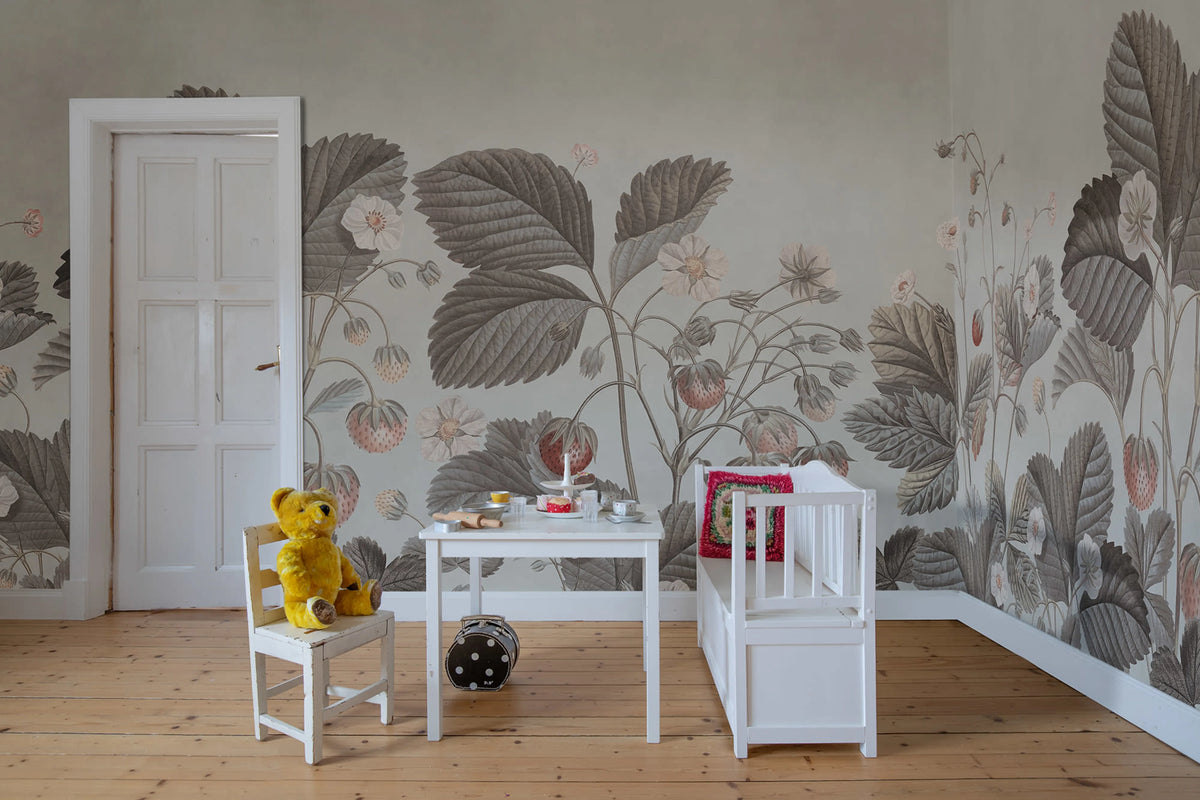 Wild Strawberries, Vintage Mural Wallpaper - room preview 03