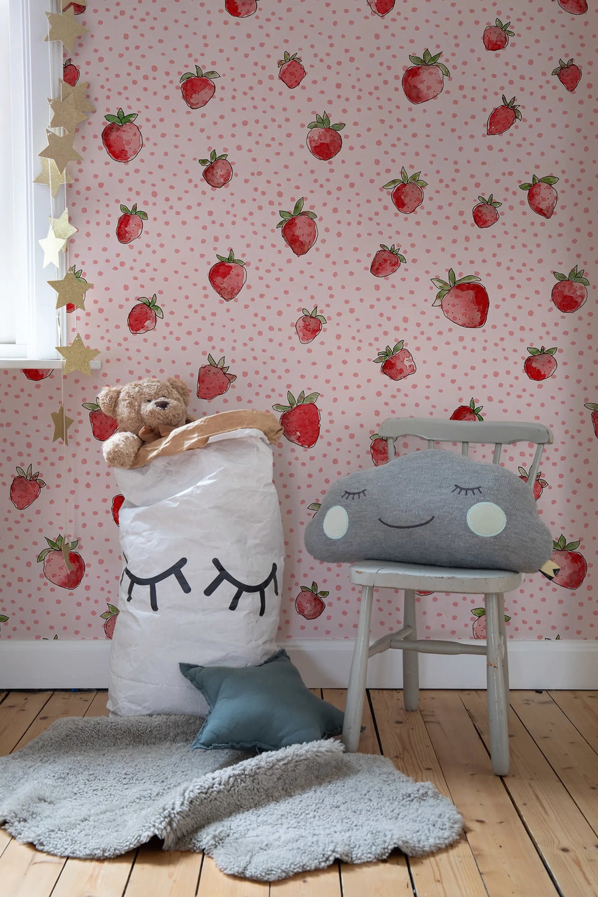 Berry Cute, Pink Mural Wallpaper - room preview 03