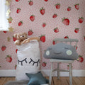 Berry Cute, Pink Mural Wallpaper - room preview 03