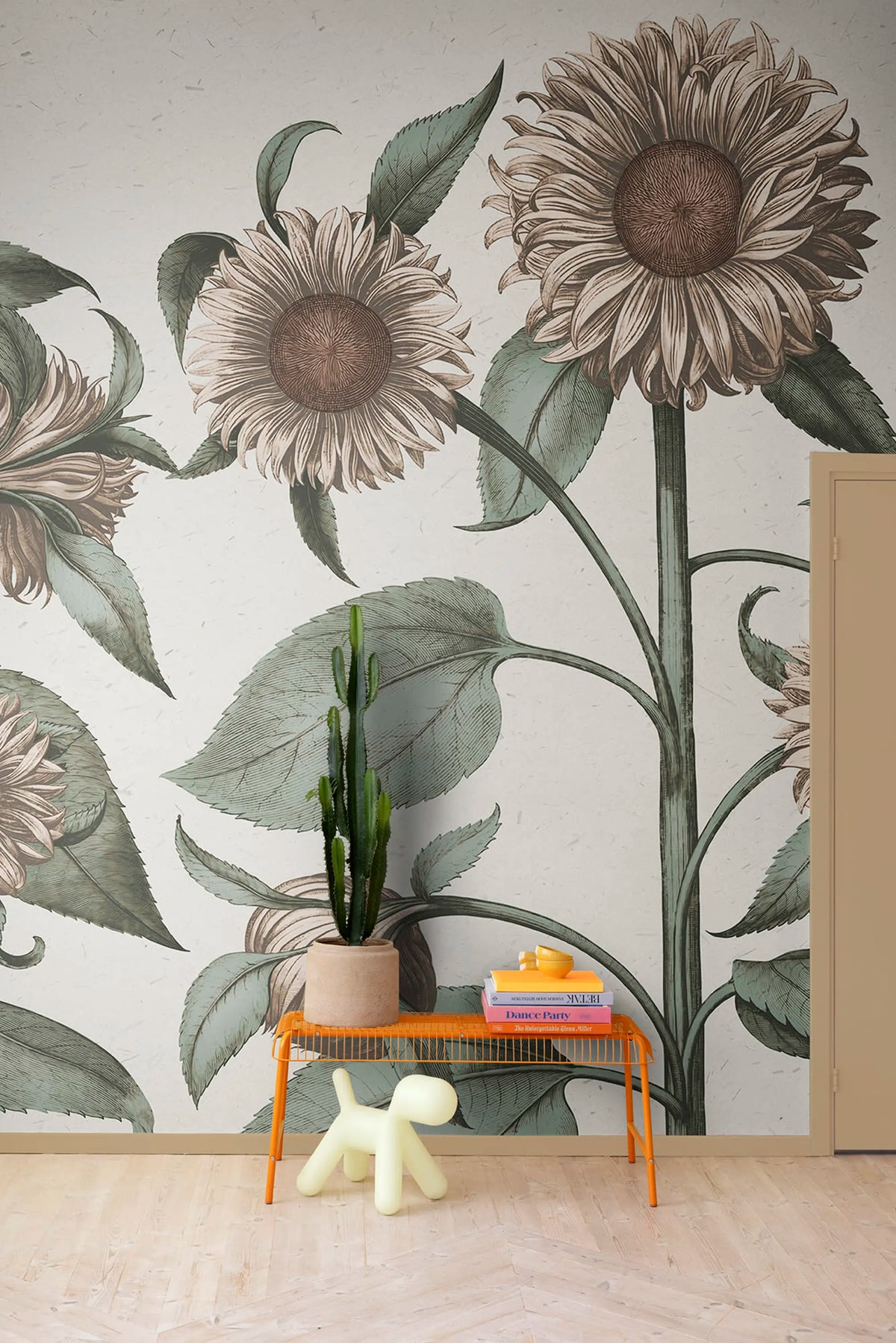 Sunflower, Peach Mural Wallpaper - room preview 03